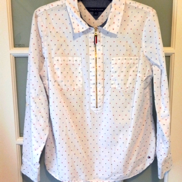 🔹Tommy Hilfiger ladies M preppy zip up pullover tunic top shirt🔹 - Picture 3 of 10